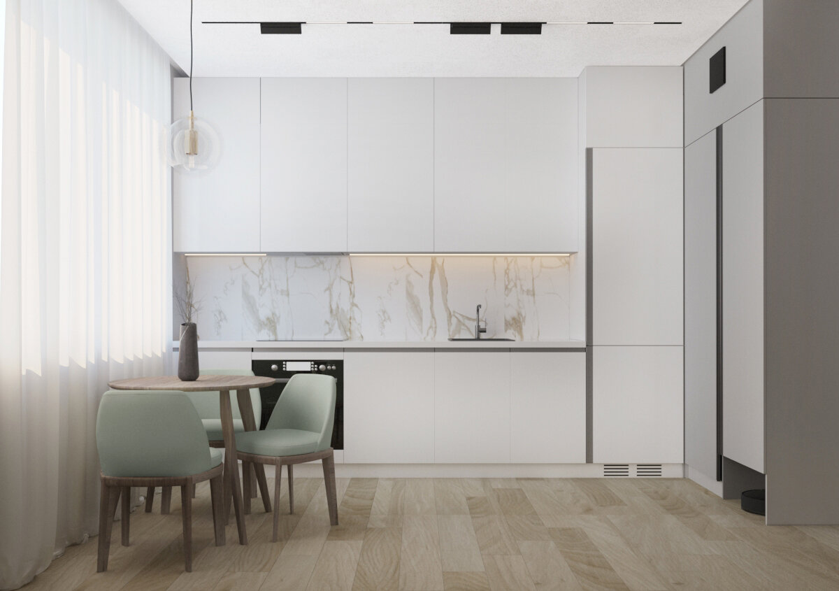 Визуализация будущей кухни-гостиной. Фото собственность автора.