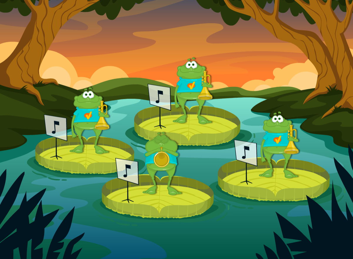 "Лягушачий квартет". Надо послушать лягушат и найти того лягушонка, который играет не ту ноту.