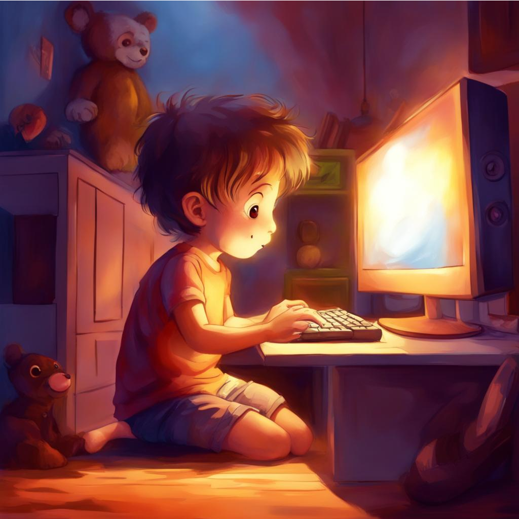 Малыш за компьютером изучает французский язык