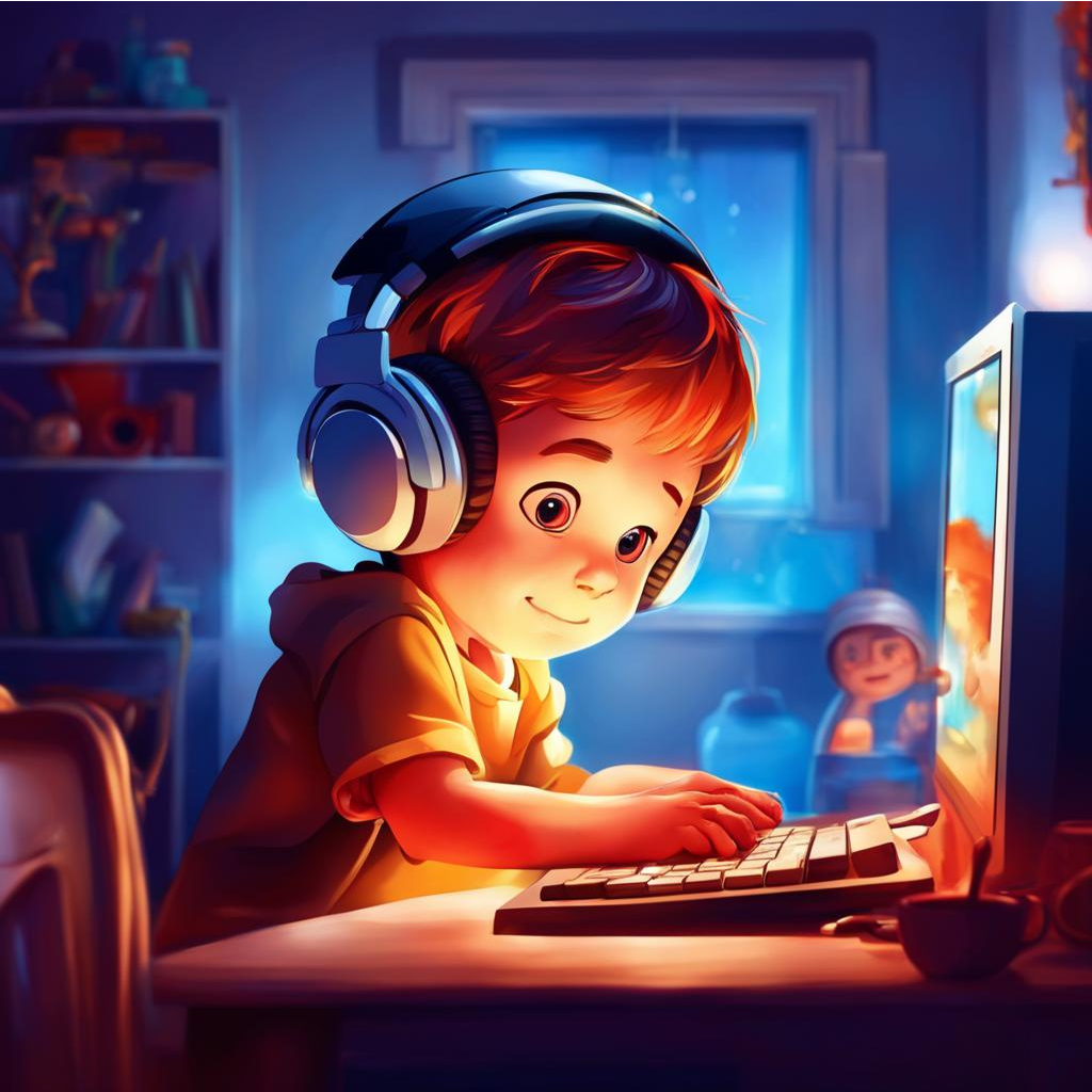 Малыш за компьютером.