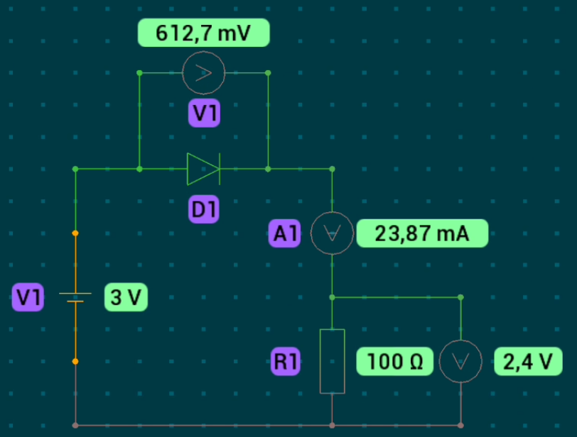 Падение напряжения на диоде 0.6V