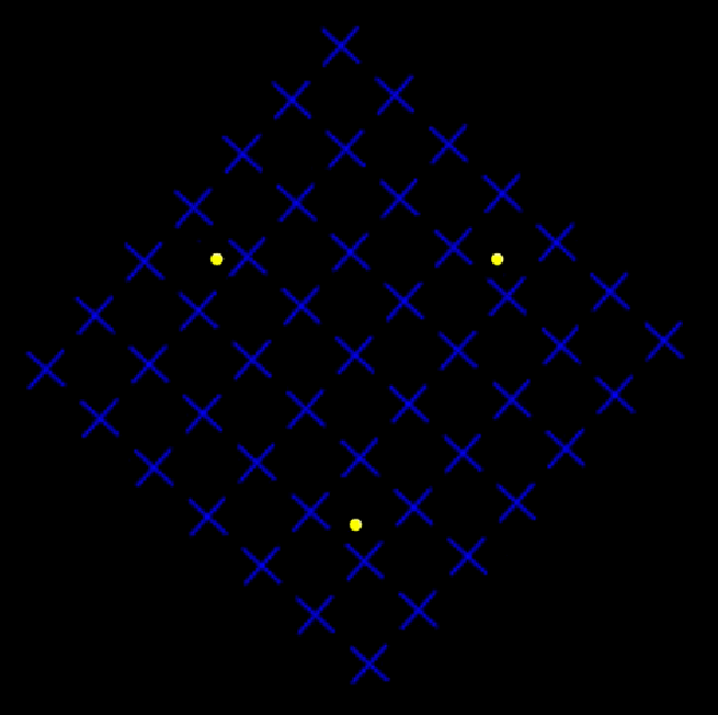 Вращающийся квадрат из синих крестов