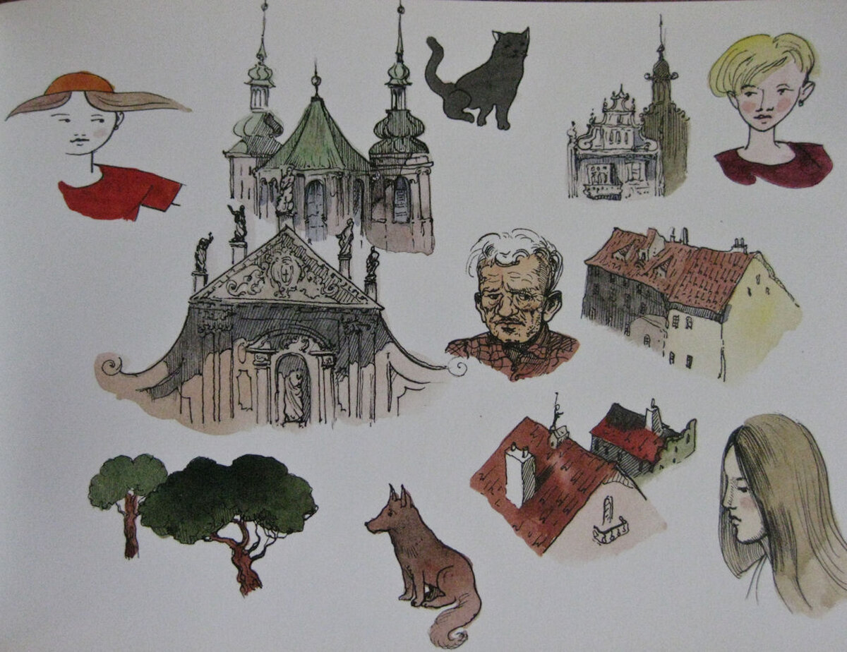 И сразу - фасады, крыши, типажи и домашние животные...