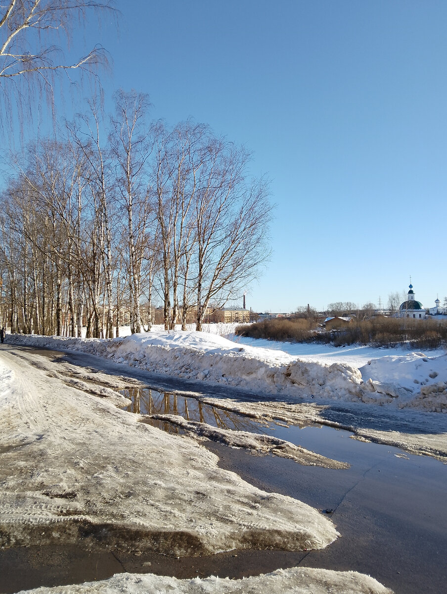 Берёзовая роща на берегу реки, солнечное весеннее фото с прошлой недели, сегодня такого неба не было, фото автора