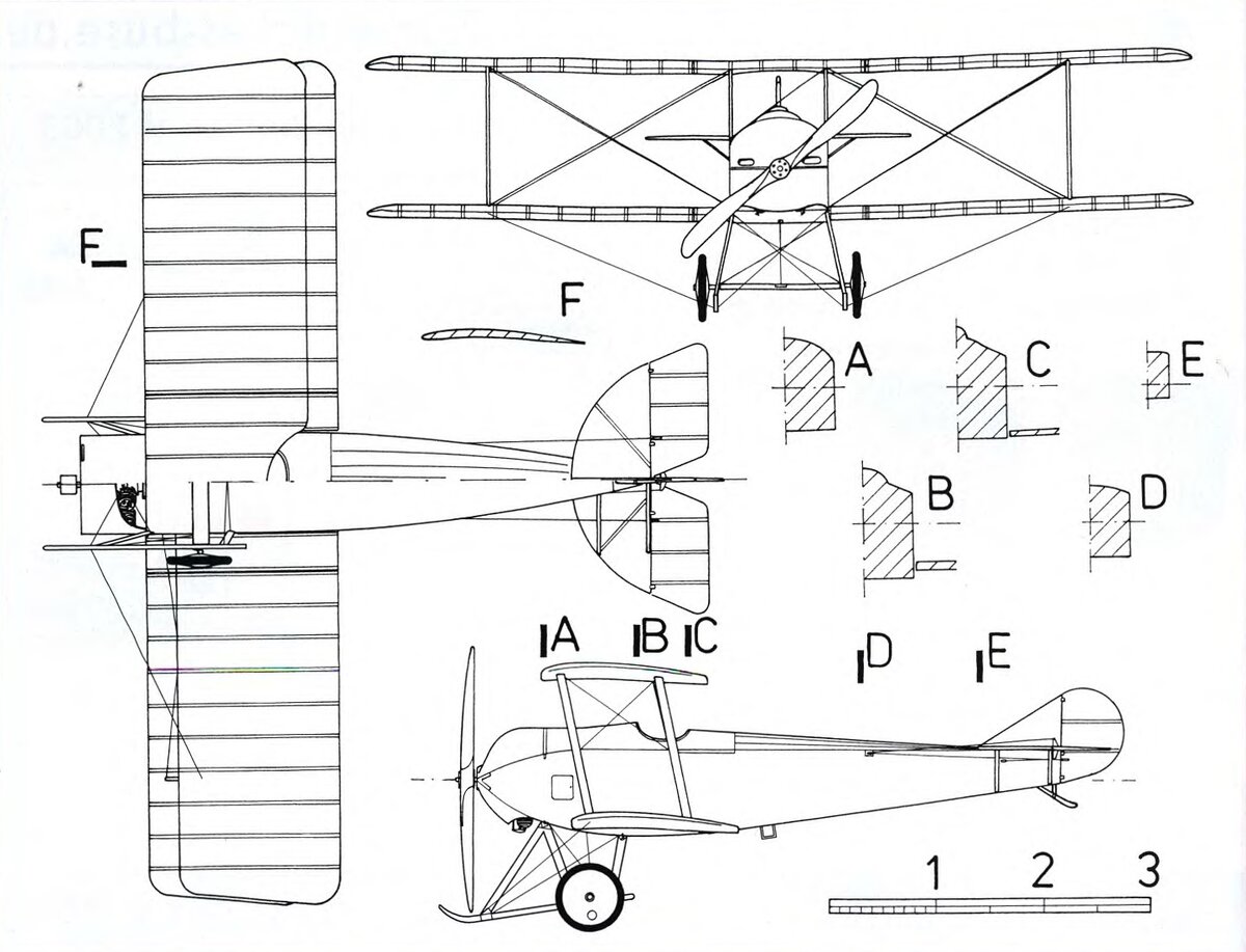  схема легкого самолета Sopwith SS Tabloid