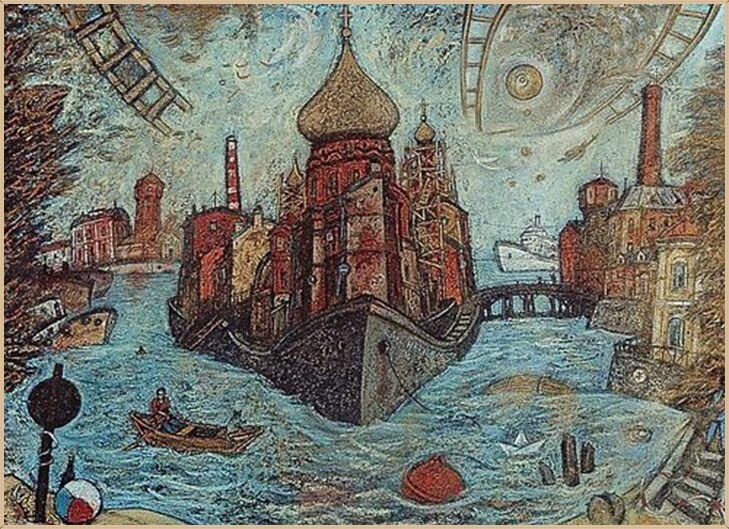 © Ян Антонышев. Путь на Канонерку. 1997 г. 60х80. картон, пастель