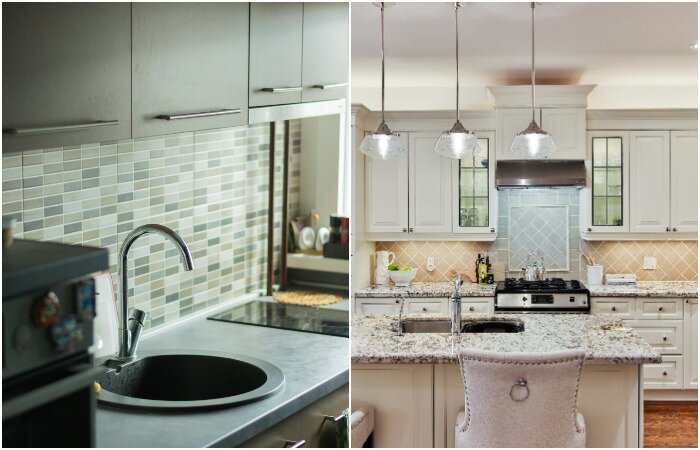 Материалы для отделки кухонного фартука могут иметь любую расцветку и текстуру. Благодаря этому подобрать подходящий вариант можно для кухни в любом стиле  