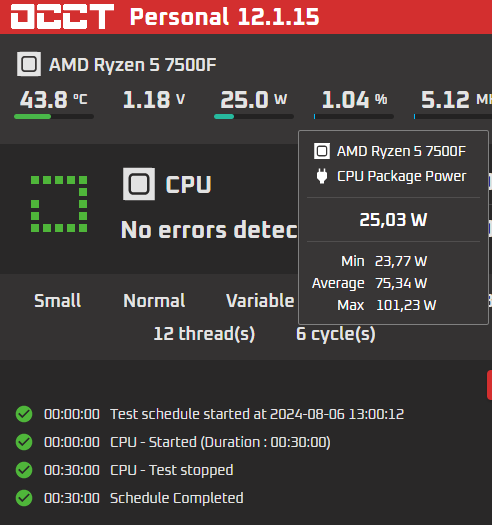 Тесты проходили на открытом стенде для замера производительности в RandomX и постоянной нагрузки OCCT. 4225mhz = 0.85v
4500mhz = 0.9v
4700mhz = 0.97v похожий результат на 7700
4875mhz = 1.-12-2