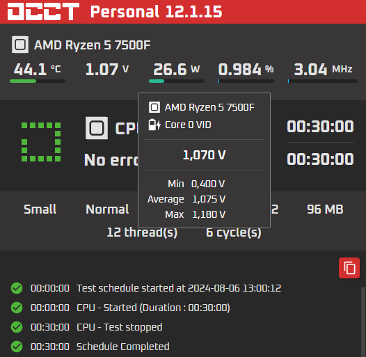 Тесты проходили на открытом стенде для замера производительности в RandomX и постоянной нагрузки OCCT. 4225mhz = 0.85v
4500mhz = 0.9v
4700mhz = 0.97v похожий результат на 7700
4875mhz = 1.-12-3
