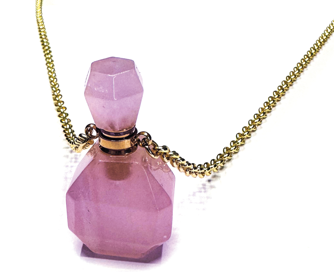 Парфюмерный флакон, розовый кварц