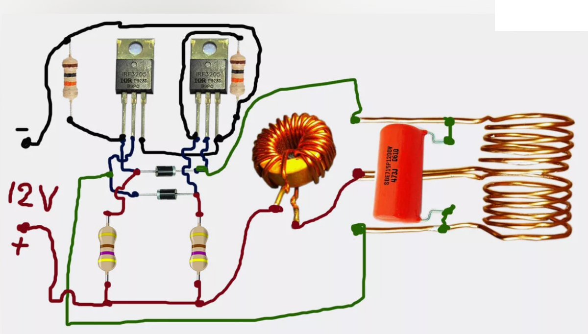 схему индукционного нагревателя Добавьте описание
