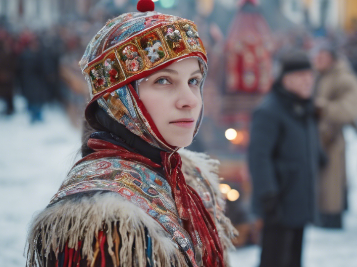 На Масленицу женщины одевают народную русскую одежду
