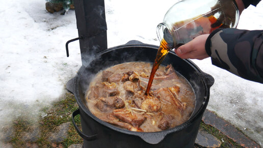 Баранину и говядину в казане готовлю только так. Мясо в квасе.