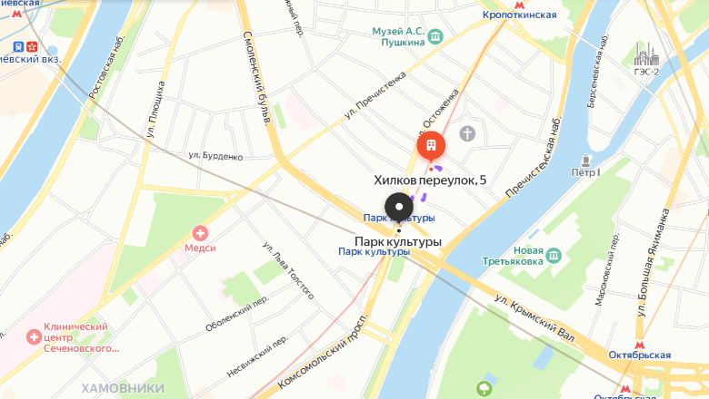 Ближайшая станция метро на карте рядом с ЖК «Особняк в Хилковом переулке»
