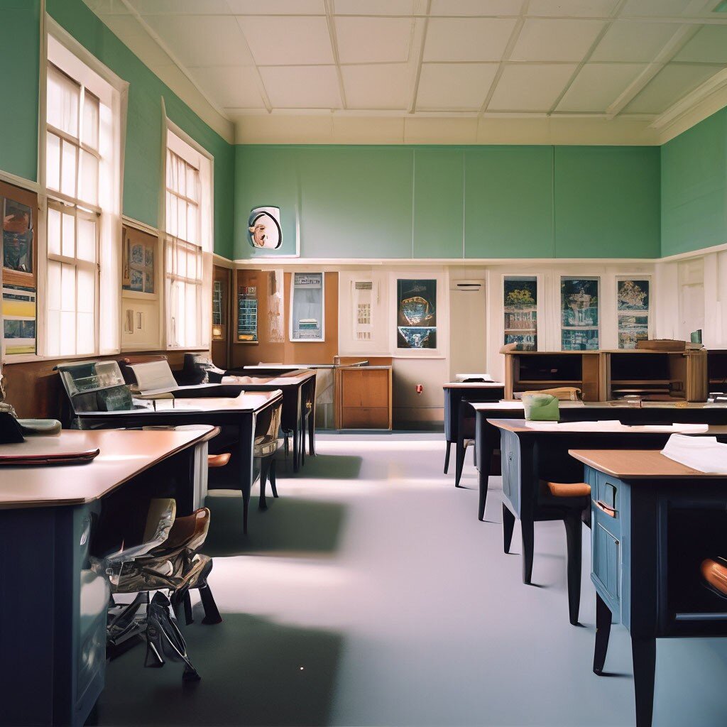 Школьный класс в исполнении нейросети. 