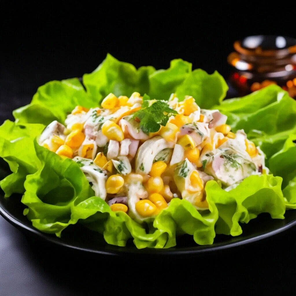 Очень вкусный и легкий рыбный салат с кукурузой.