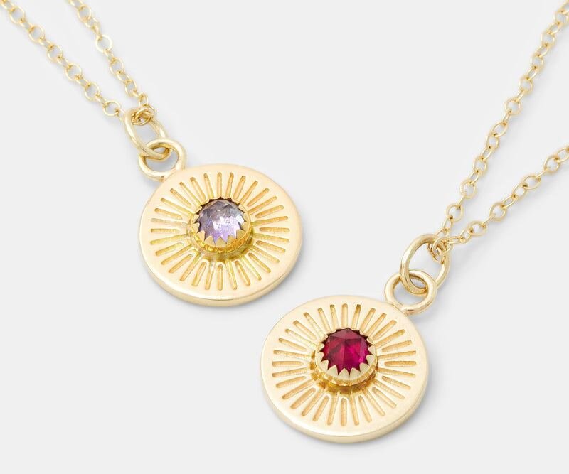 Золотые подвески с танзанитом и рубином