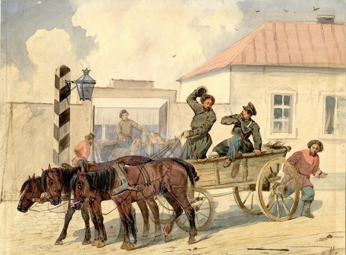 "Тройка на почтовой станции", автор не известен 