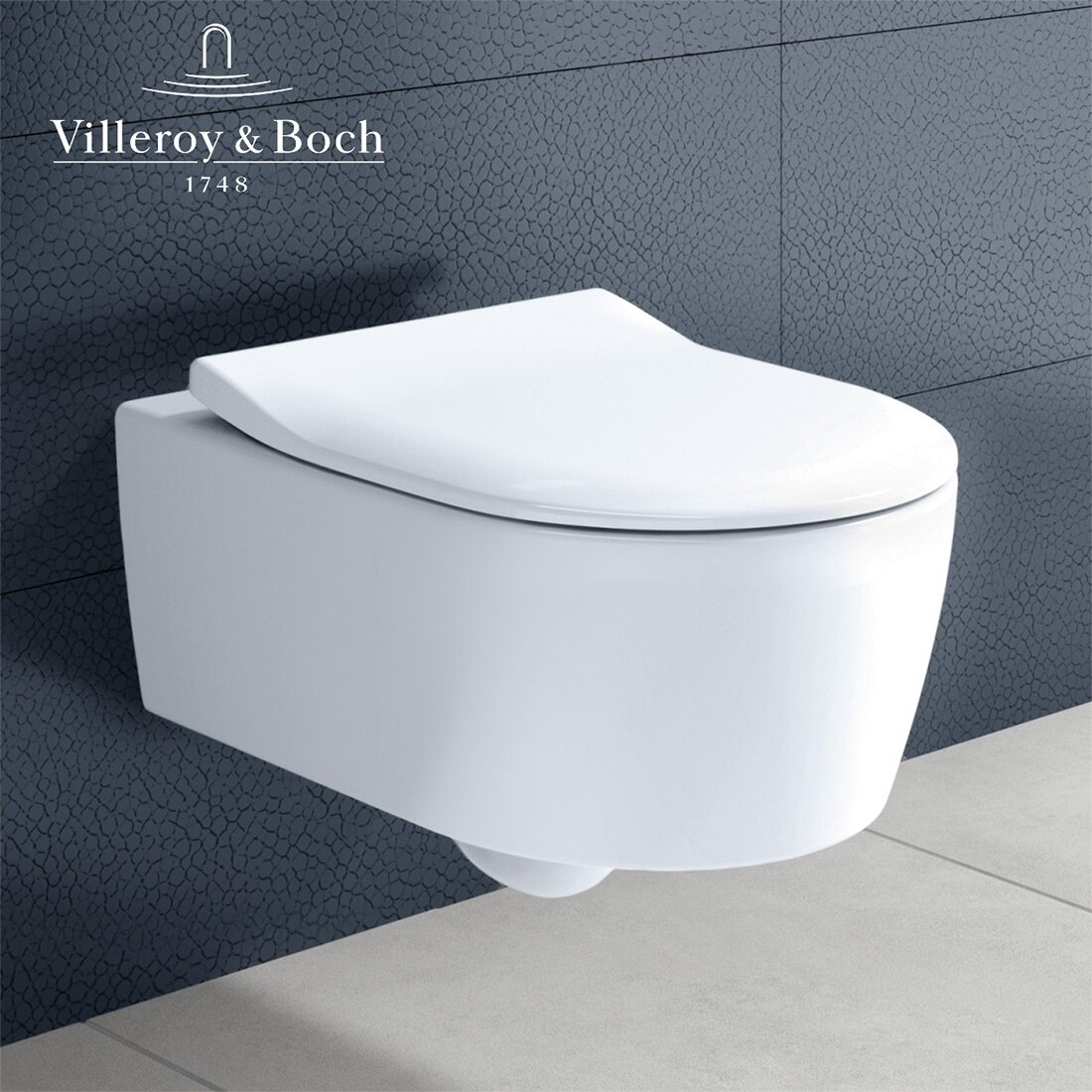 Villeroy & Boch Avento 5656HR01 Подвесной унитаз 53*37 см, безободковый | в комплекте с сиденьем и крышкой (альпийский белый)