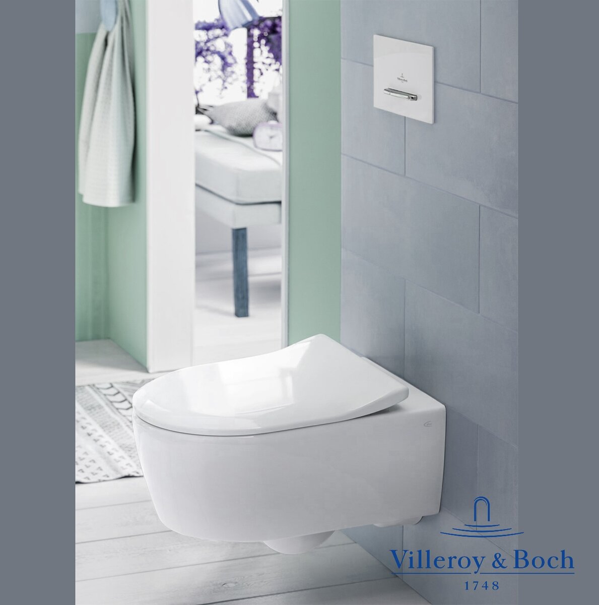 Villeroy & Boch Avento 5656HR01 Подвесной унитаз 53*37 см, безободковый | в комплекте с сиденьем и крышкой (альпийский белый)