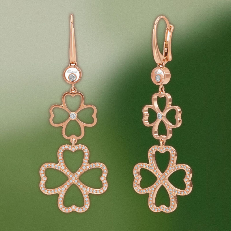 Серьги Chopard Happy Clover из розового золота с бриллиантами