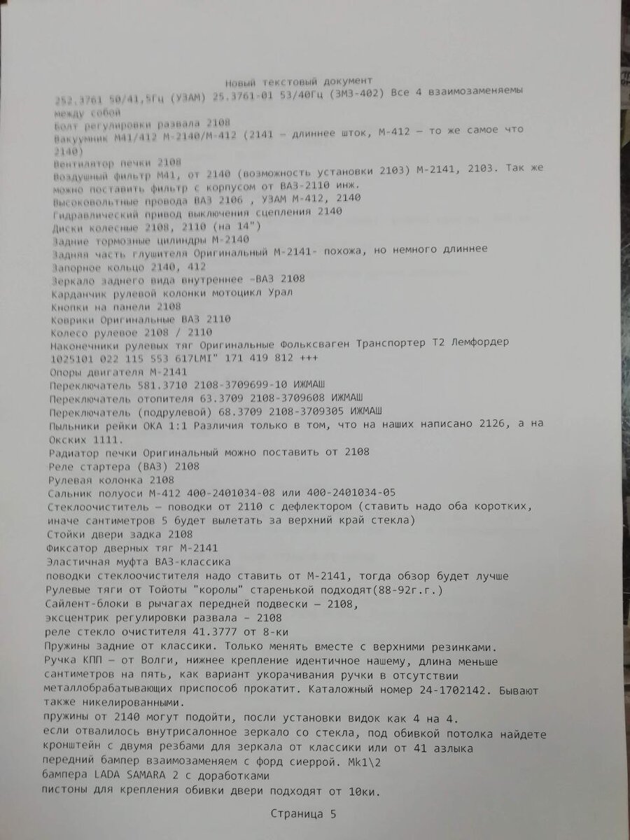 Взаимозаменяемые запчасти ИЖ2126