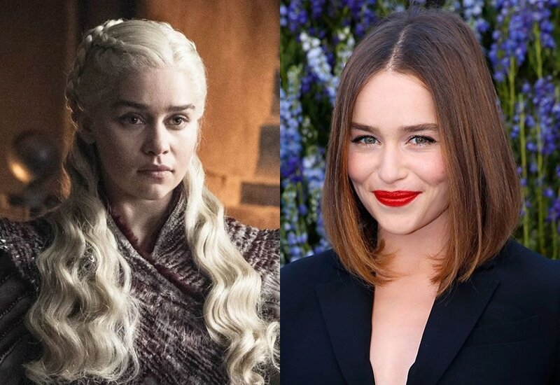 Эмилия Кларк в сериале «Игра престолов» и на светском мероприятии