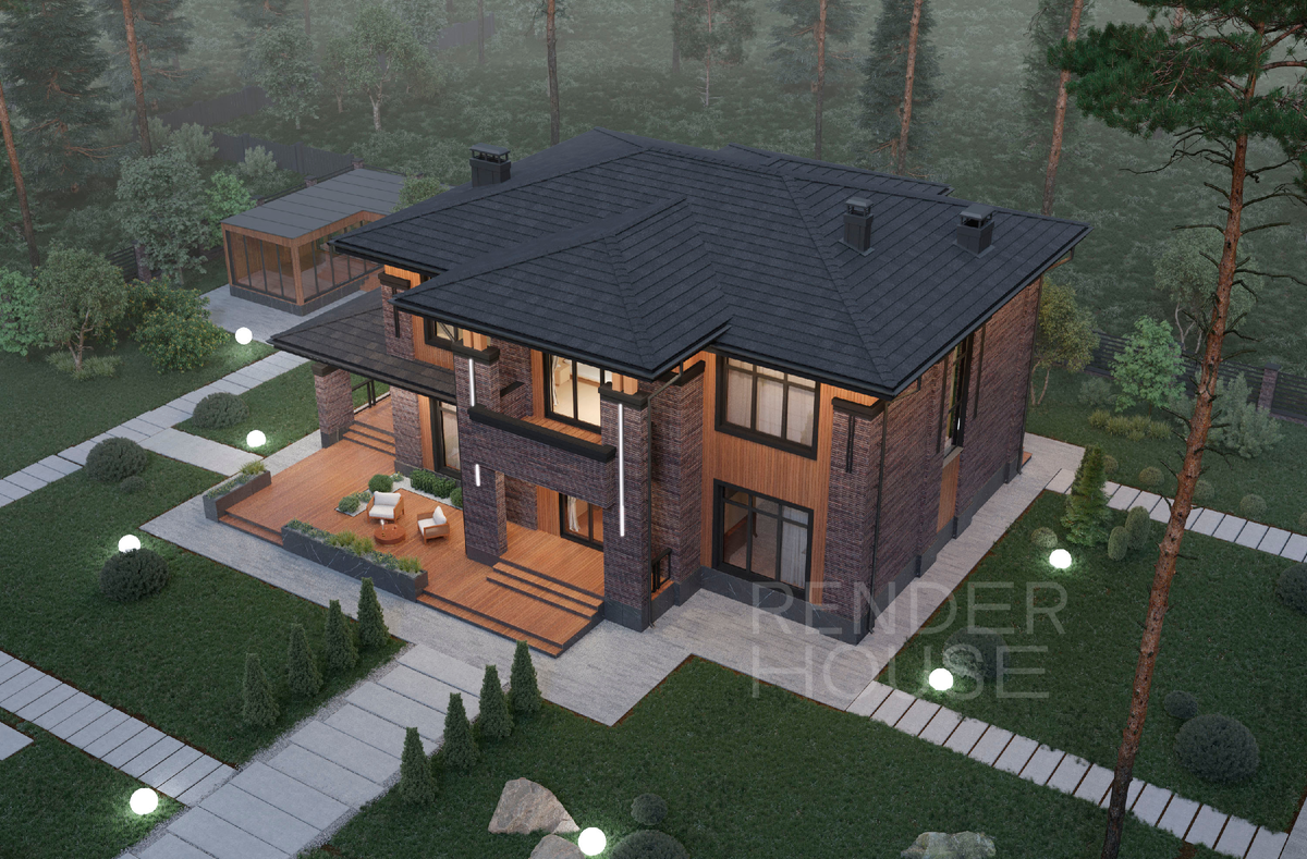 Проект ВИСКОНСИН при ночном освещении, Render House