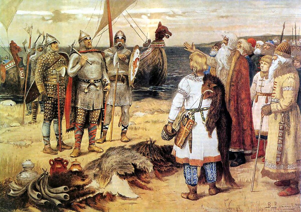 Так выглядели варяги по мнению художника В.М. Васнецова, типичные русские воины