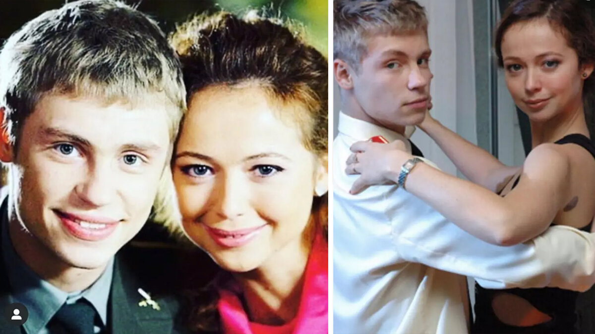 Елена Захарова и Александр Головин. Справа кадр из сериала "Кадетство"