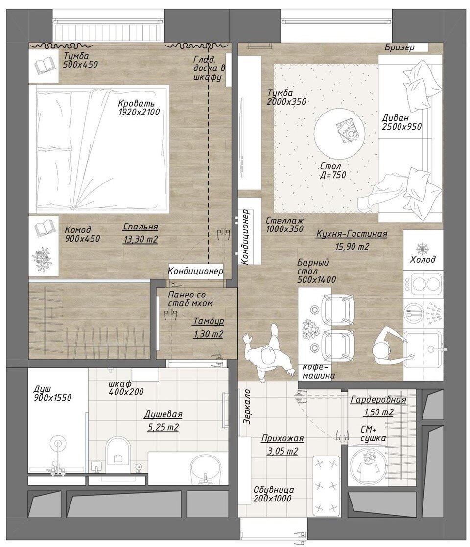 Финальная планировка и расстановка мебели