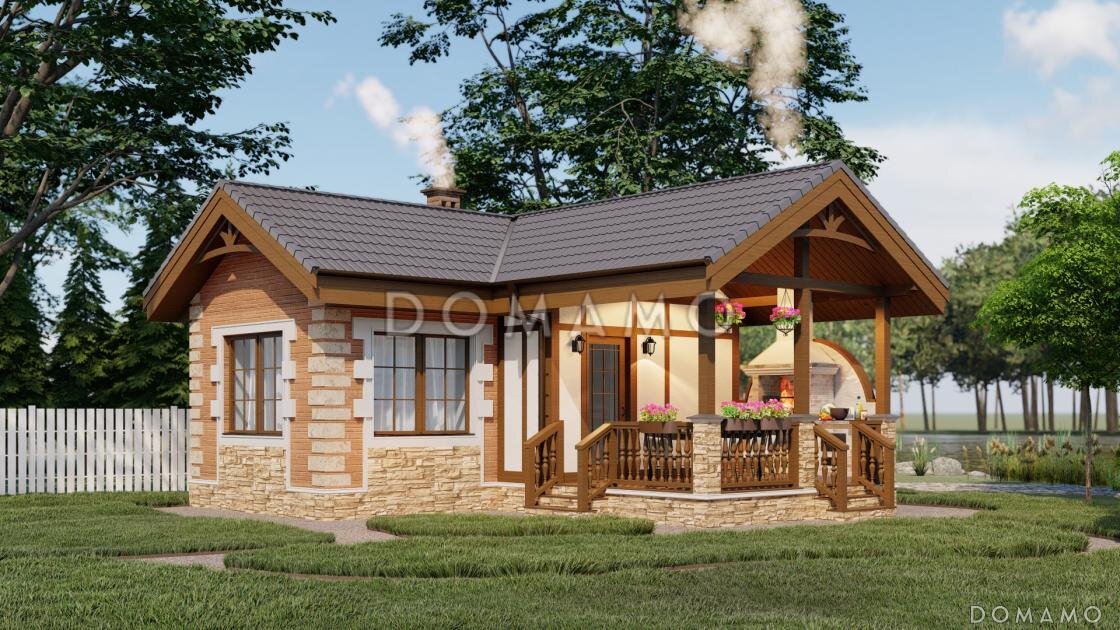 Проект D5855 — проект бани с барбекю