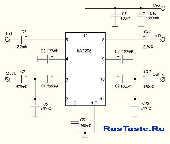 Ka2206b схема усилителя