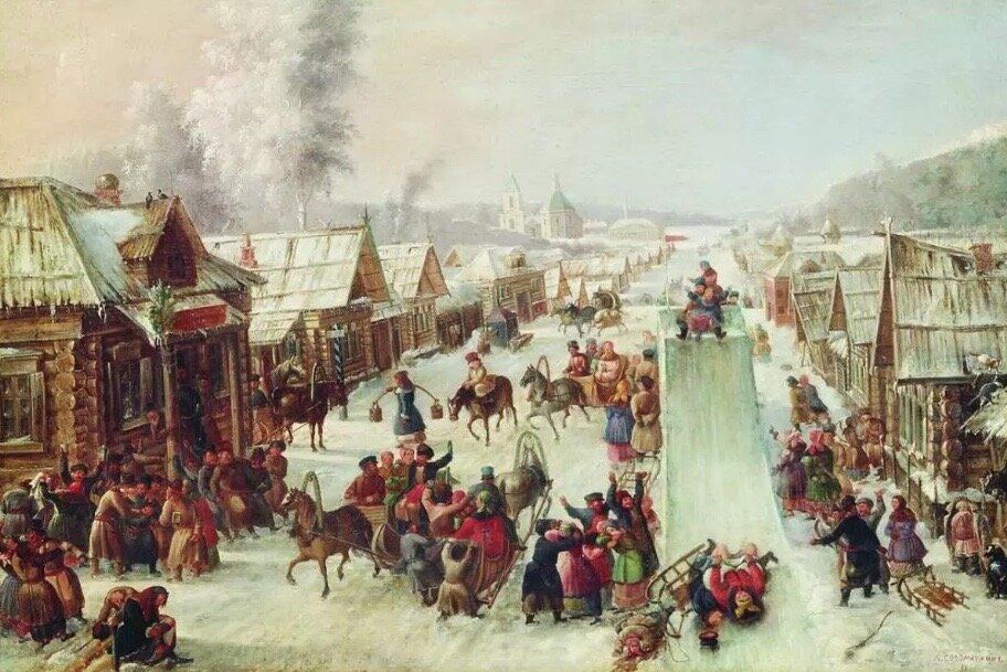 Масленица ну и масленица. Художник Л. И. Соломаткин. 1878 год.