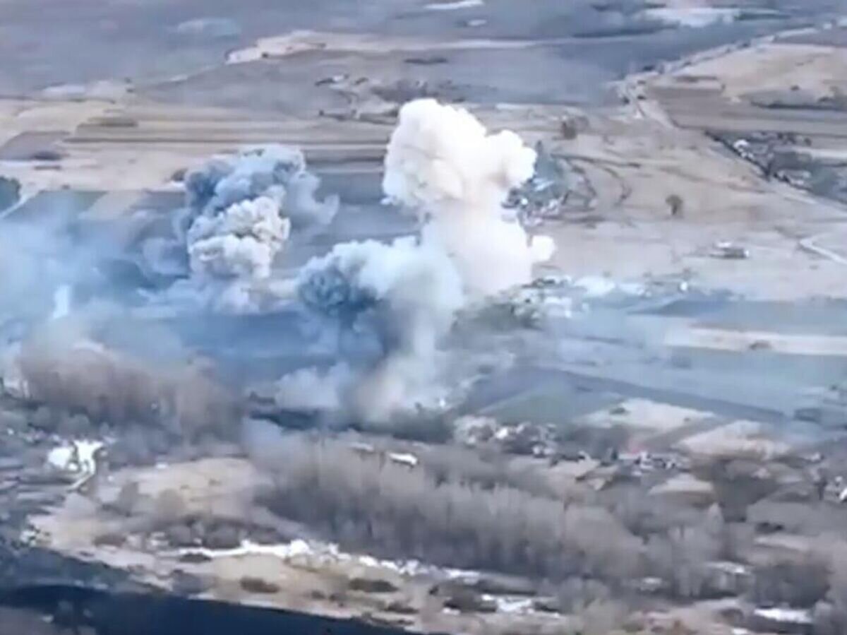    Кадр уничтожения украинской техники при попытке прорыва ВСУ в районе Сподарюшино© Минобороны России