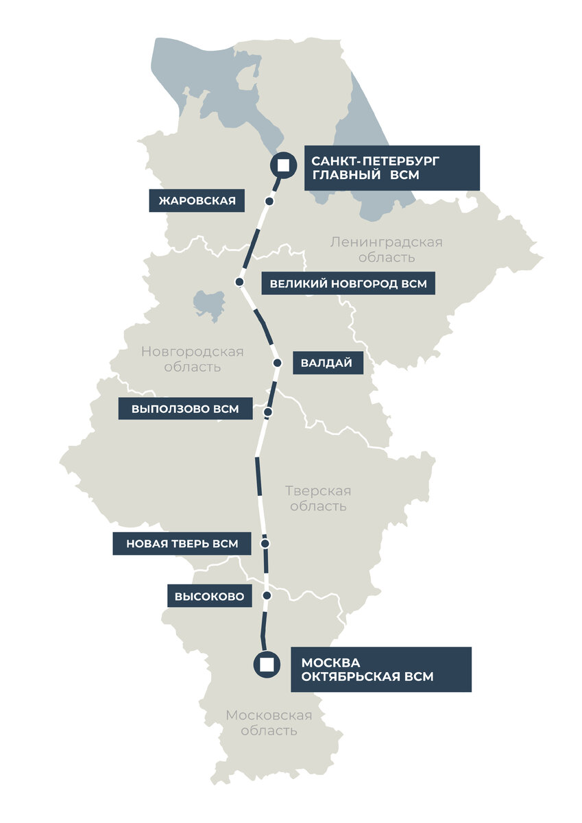 Из Петербурга в Москву за 2 часа. Где будут останавливаться поезда ВМС |  РИАМО | Дзен