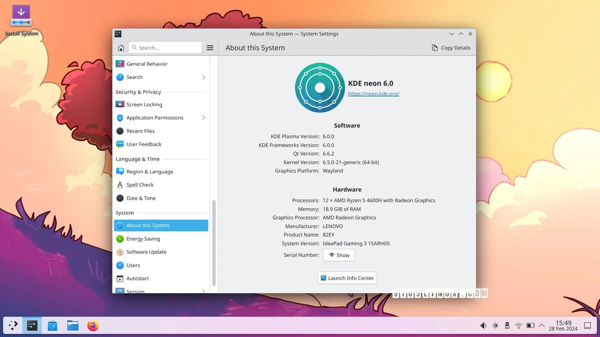 KDE Neon с новой версией KDE Plasma 6.0