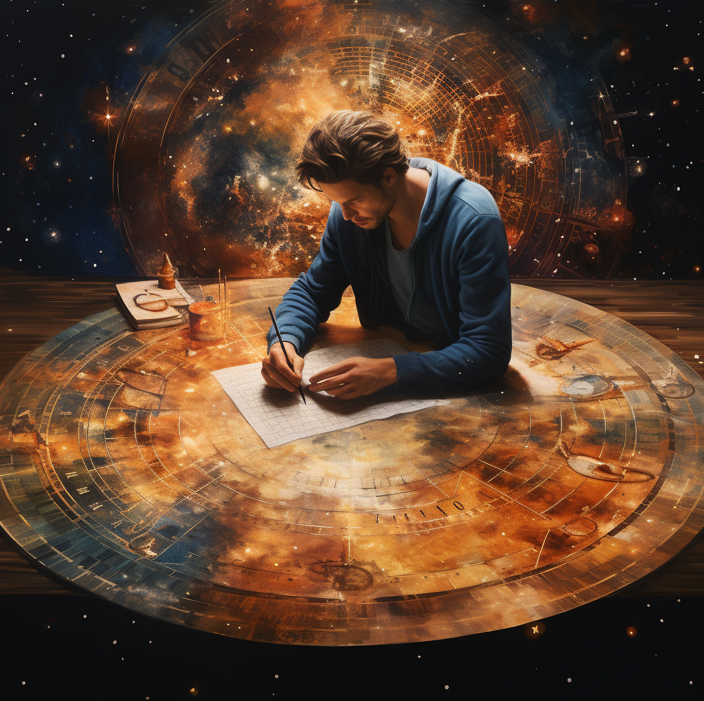 Астролог за вычислениями. Иллюстрация сгенерирована нейросетью