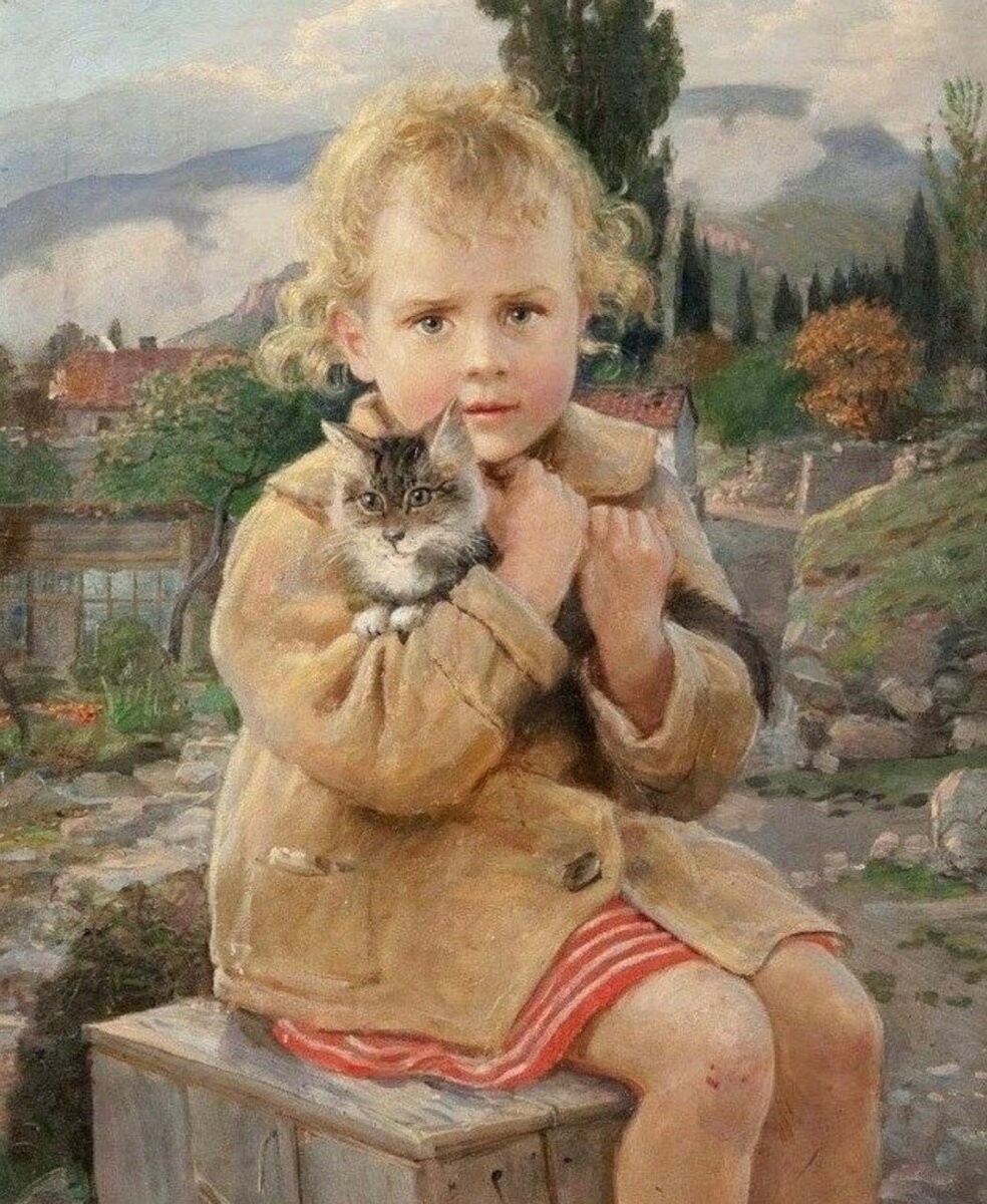 Анатолий Трескин. «Девочка с котёнком». 1931