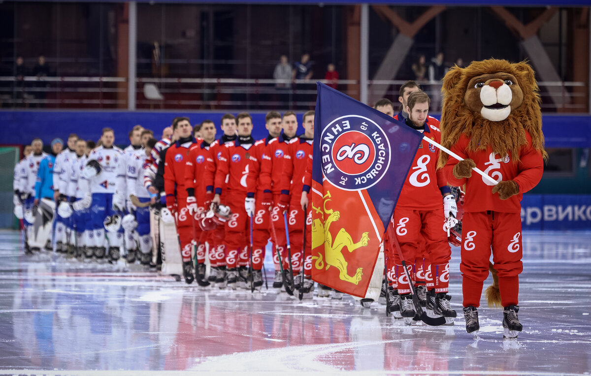    Игроки хоккейного клуба с мячом "Енисей"  Пресс-служба клуба по хоккею с мячом "Енисей"