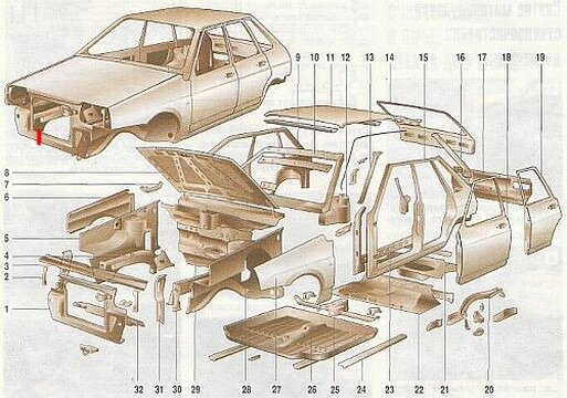Если я ничего не напутал, то где отметил я красной линией, там и произошёл разрыв металла…