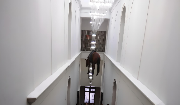 Маурицио Каттелан, «Баллада о Троцком», 1996, фрагмент экспозиции выставки «Коллекция Fondation Louis Vuitton. Избранное», 2019, ГМИИ им. А.С. Пушкина