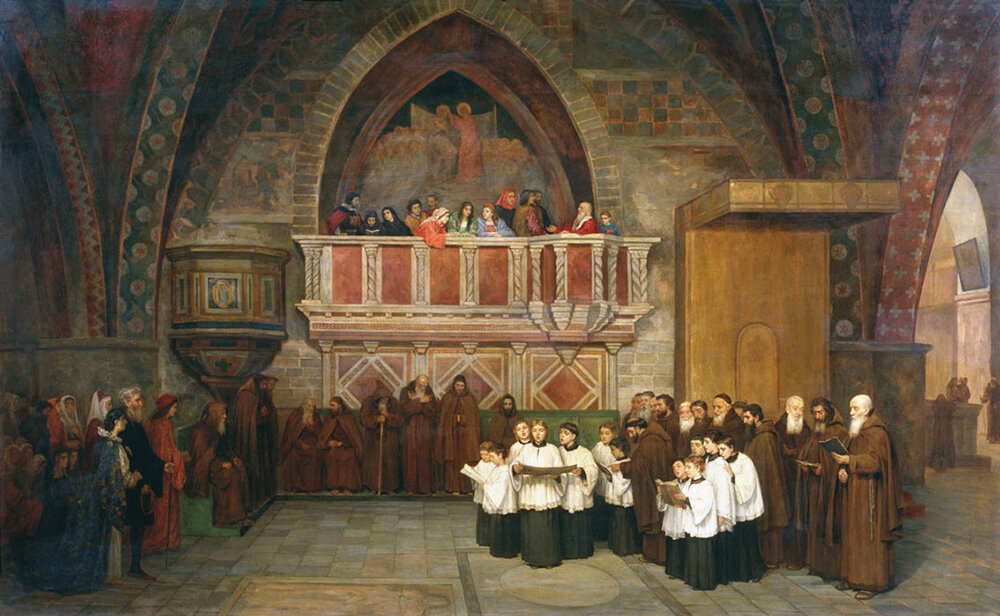 Михаил Петрович Боткин «Вечерня в церкви Святого Франциска в Ассизи», 1871 г.