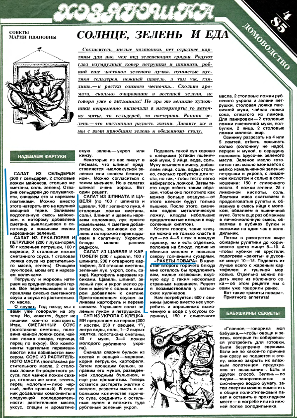 Фрагмент страницы журнала "Крестьянка" 04/1985