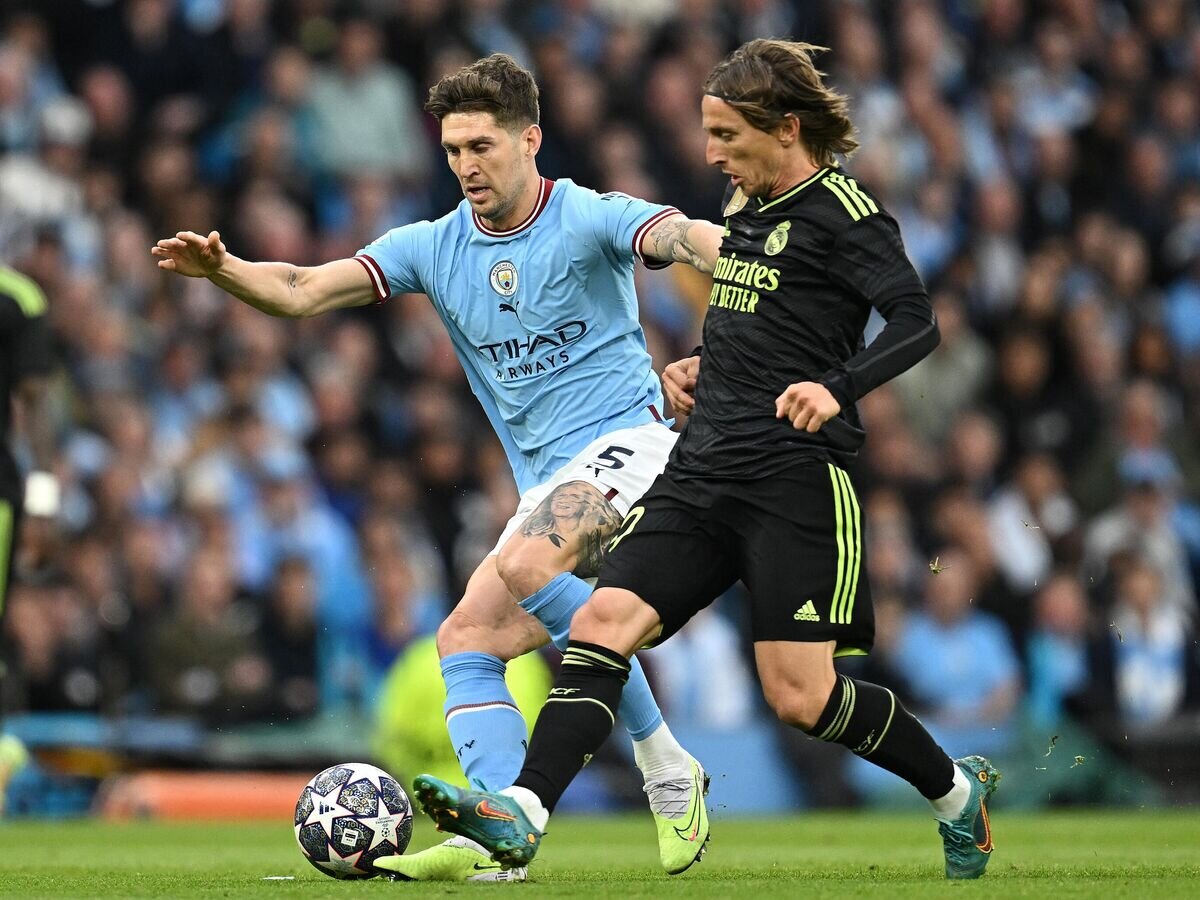    Игровой эпизод матча "Манчестер Сити" – "Реал Мадрид"© AFP 2024 / PAUL ELLIS