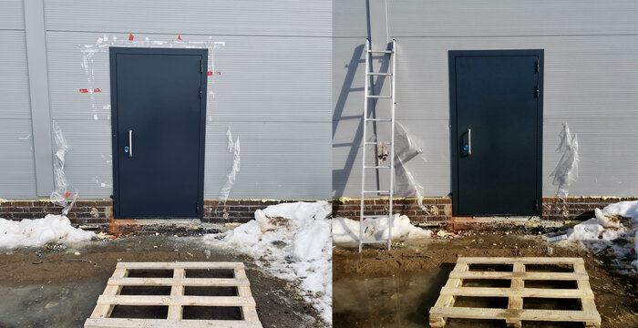 Дверь до и после удаления скотча!