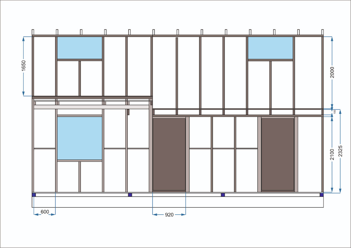 Это проект фронтальной стены бытовки