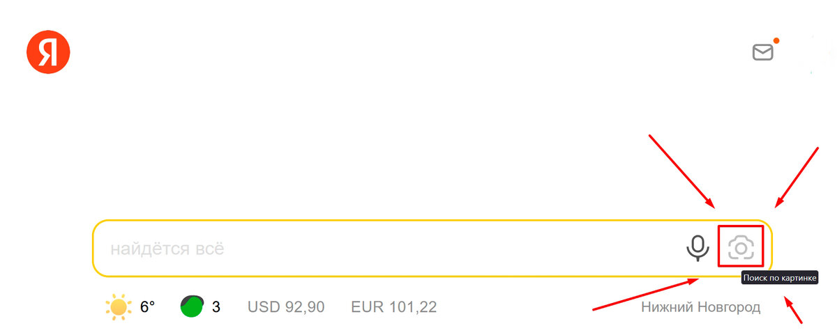 Как выглядит иконка "камеры" в поисковике Яндекс