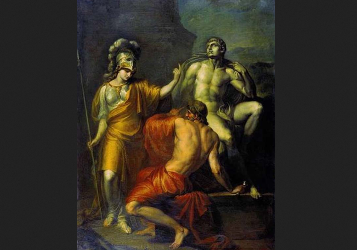 Иван Акимов. "Прометей делает статую по приказанию Минервы", 1775