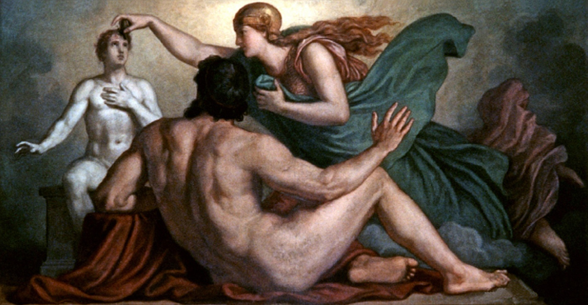 Кристиан Грипенкерль. "Афина оживляет глиняную фигурку человека", 1877